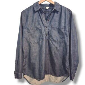Forever 21 denim shirt womens Large long-sleeve henley pullover